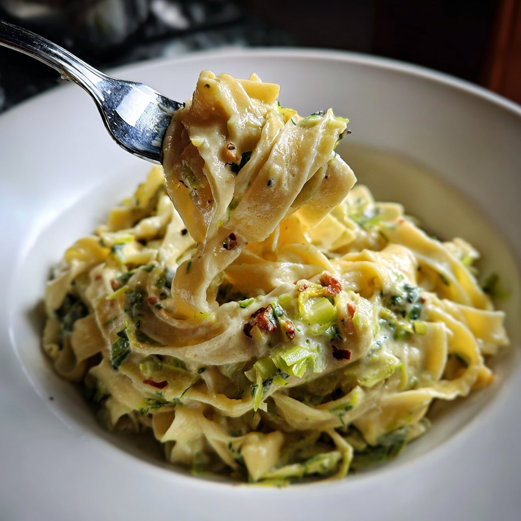 Tagliatelle mit Lauch und Sahne