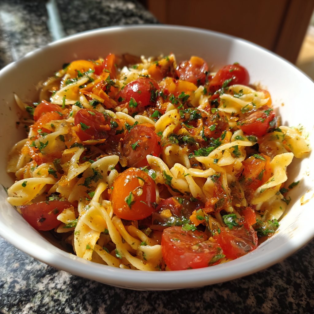 Mediterraner Nudelsalat Mit Tomaten