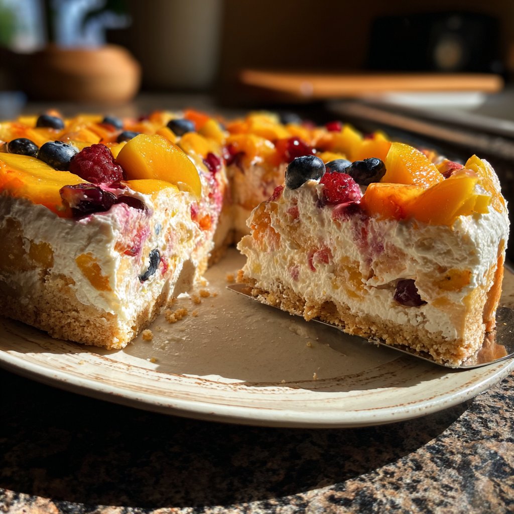 Blechkuchen mit Schmand und Früchten